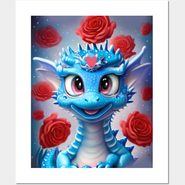 Cute Valentine Baby Dragon Wall Art by CBV